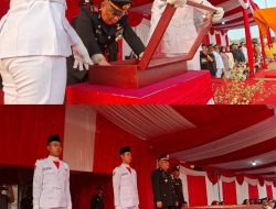Wujud Perjuangan dan Kebangsaan, Kapolsek Pasar Kemis Pimpin Upacara Penurunan Bendera HUT ke-81 RI